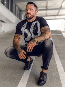 Crna muška majica s printom Bolf 0303A