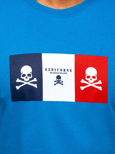 Svijetloplava pamučna muška majica s printom Bolf 14784