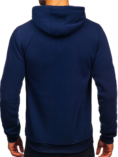 Tamno plava majica za muškarce s kapuljačom kangurka Bolf MB001