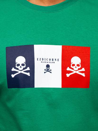 Zelena pamučna muška majica s printom Bolf 14784