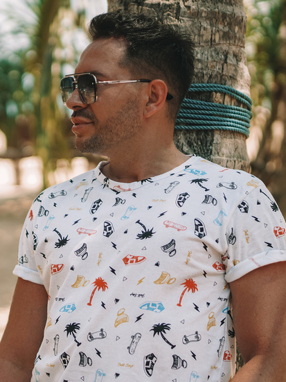 Bijela majica muška s printom Bolf 14924