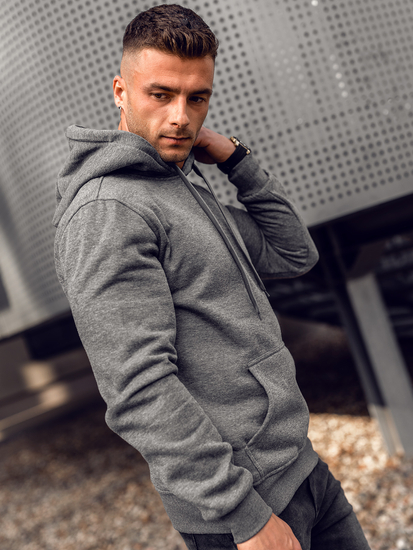 Antracitna muška majica s kapuljačom s klokan džepom Bolf 2009A