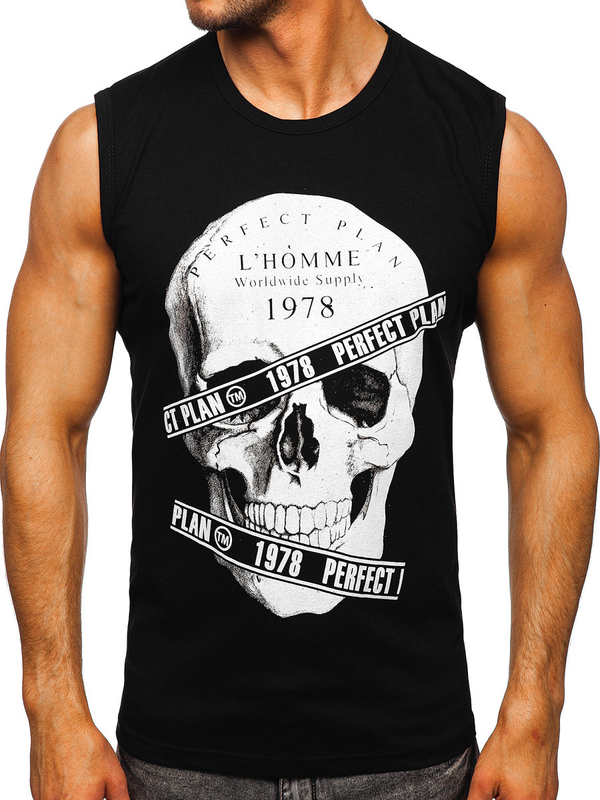 Crna majica tank top s printom Bolf 14807