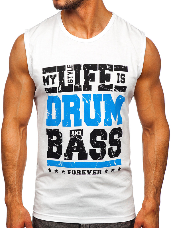 Bijela majica tank top s printom Bolf 14810