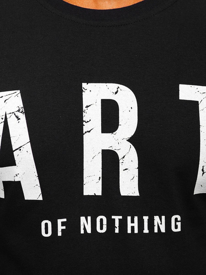 Crna pamučna muška majica s printom Bolf 1180