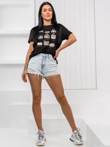 Ženska majica s printom Crna Bolf 95T2531