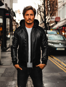 Crna kožna bomber jakna Bolf 11Z8004-A