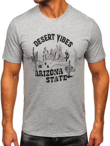 Muška pamučna majica s printom Sivo Bolf MPO3483