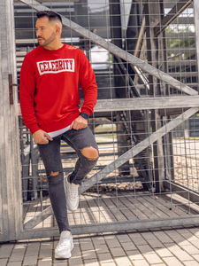 Muška bluza bez kapuljače s printom crvena Bolf 11115A