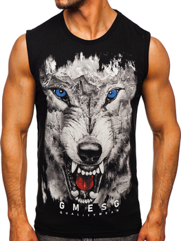 Crna majica tank top s printom Bolf 14824