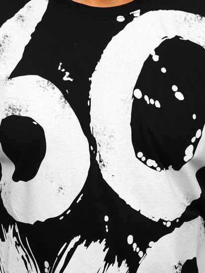 Crna muška majica s printom Bolf 0303