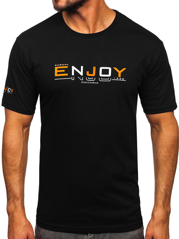 Crna pamučna majica muška s printom Bolf 14773