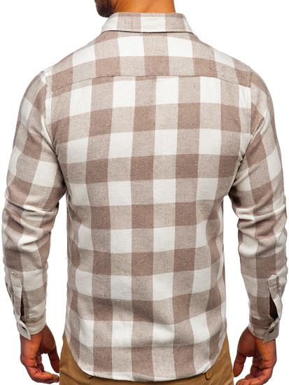 Bež košulja muška od flanela dugih rukava Bolf 20723