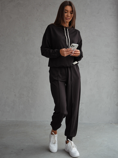 Ženski dvodijelni trenirke komplet crni Bolf 82162