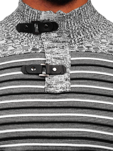 Bijeli džemper muški sa stojećim ovratnikom Bolf 1028