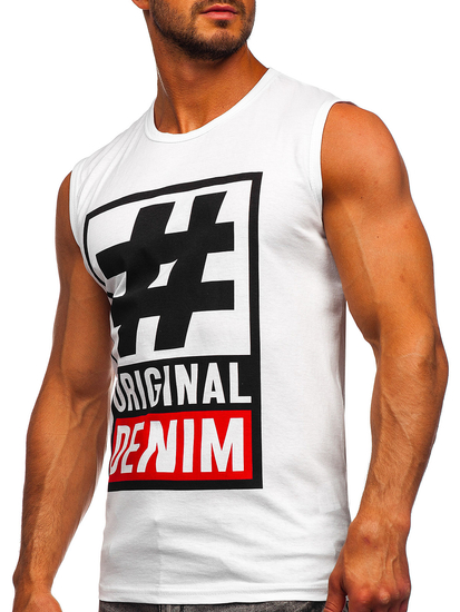 Bijela majica tank top s printom Bolf 19802