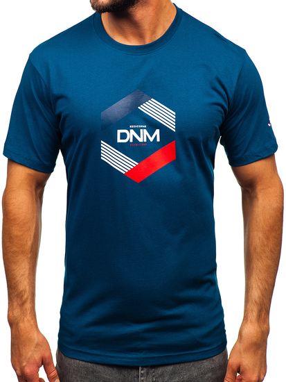 Tamno plavi pamučni muški t-shirt s printom Bolf 14741