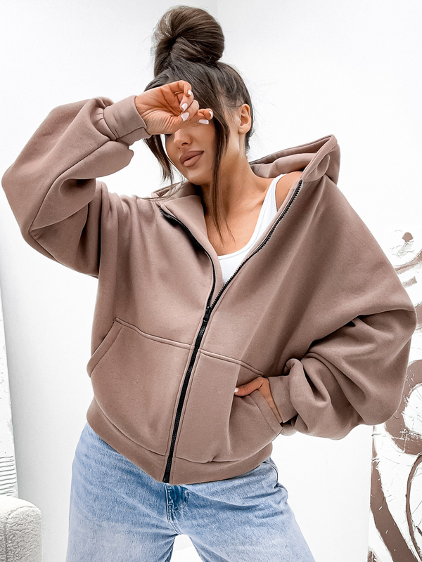 Ženska podstavljena hoodica s kapuljačom cappuccino Bolf 821112