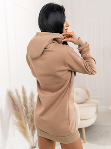 Ženska majica s dugačkim kapuljačom Bež Bolf YS10003A2