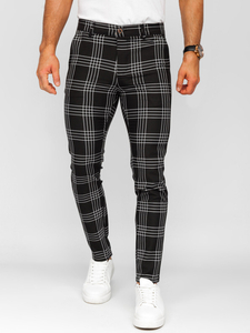 Elegantne muške hlače na kockice Crna Bolf 184160