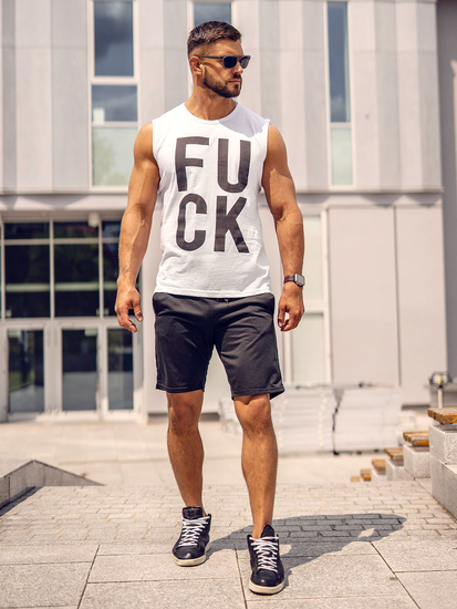 Bijela muška tank top majica s printom Bolf 14820A