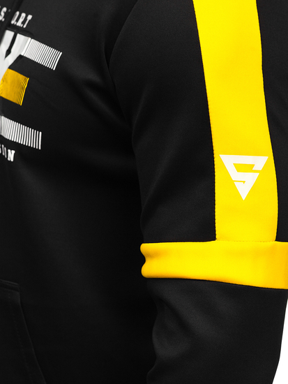 Crna s printom muška dukserica s kapuljačom Bolf HY973