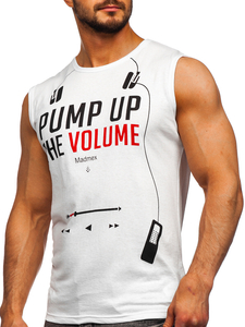 Bijela majica tank top s printom Bolf 14815