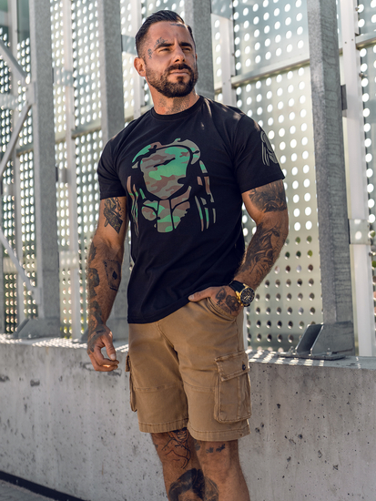 Crna pamučna muška majica s printom Bolf 192379A