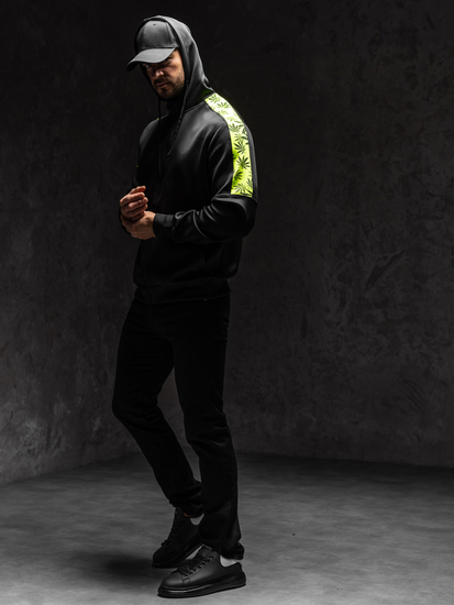 Crna dukserica na zip muška s kapuljačom Bolf 27B8120