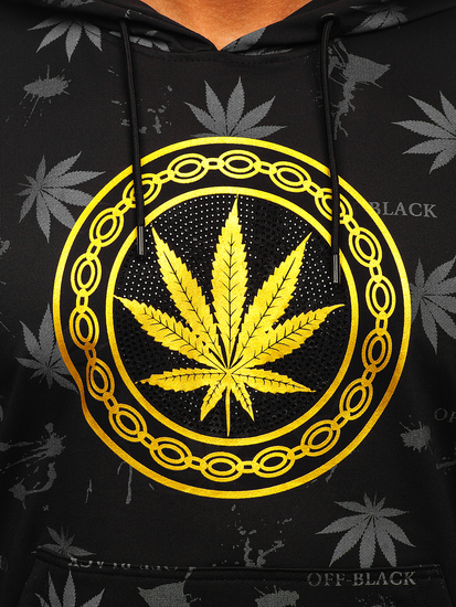 Crna s printom dukserica muška s kapuljačom Bolf HM628