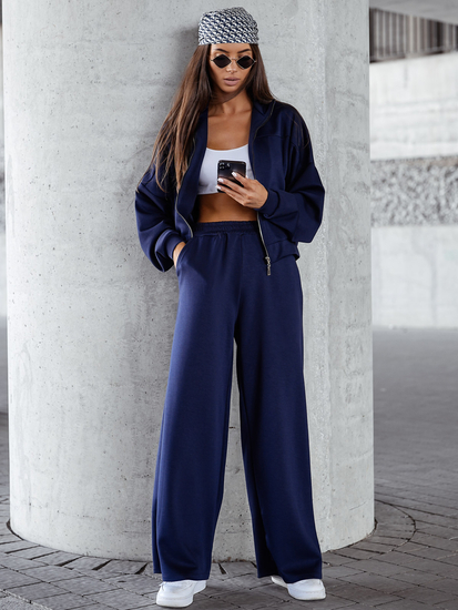 Ženski dvodijelni trenirke komplet na patent tamnoplavi Bolf 821109