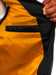 Crni debeli prošiveni prsluk s kapuljačom Bolf 7129