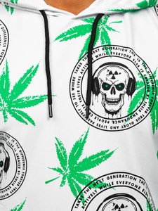 Bijela s printom muška dukserica s kapuljačom Bolf 6424