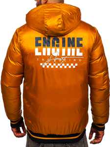 Tamnoplavo-boje devine dlake dvostrana prošivena muška jakna zimska Bolf 7417