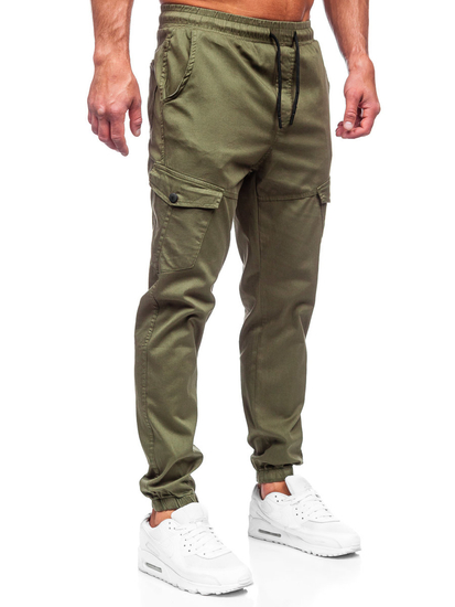 Khaki muške hlače od materijala jogger cargo Denley 384