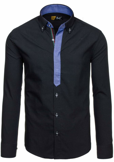 Košulja muška elegantna dugih rukava crna Bolf 3725