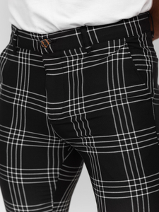 Elegantne muške hlače na kockice Crna Bolf 184160