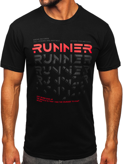 Crna muška majica s printom Bolf 14336