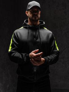 Crna dukserica na zip muška s kapuljačom Bolf 27B8120