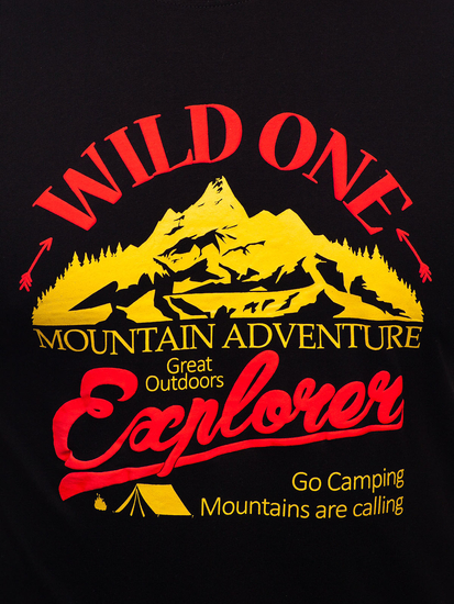 Muška pamučna majica s printom Crna Bolf MPO3484