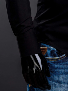 Crna elegantna muška košulja s dugim rukavima Bolf 1703A