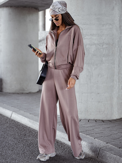 Ženski dvodijelni trenirke komplet na patent cappuccino Bolf 821109