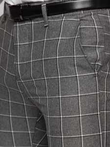 Elegantne muške hlače na kockice Antracit Bolf 0044