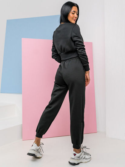 Crni oversize dvodijelni komplet ženske trenirke Bolf 8C78