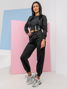 Crni oversize dvodijelni komplet ženske trenirke Bolf 8C78