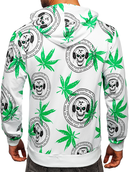 Bijela s printom muška dukserica s kapuljačom Bolf 6424