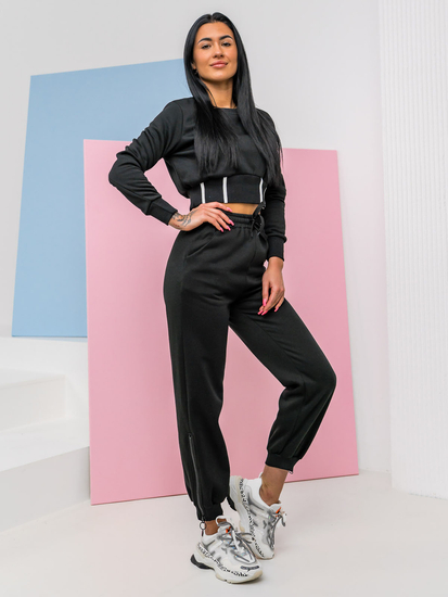 Crni oversize dvodijelni komplet ženske trenirke Bolf 8C78