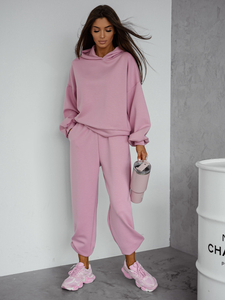 Ženski dvodijelni trenirke komplet s kapuljačom puderasti Bolf 525