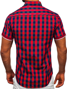 Boje vina košulja muška karirana kratkih rukava Bolf 4508
