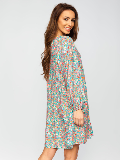 Zelena haljina ženska s cvijetnim uzorkom Bolf 3019